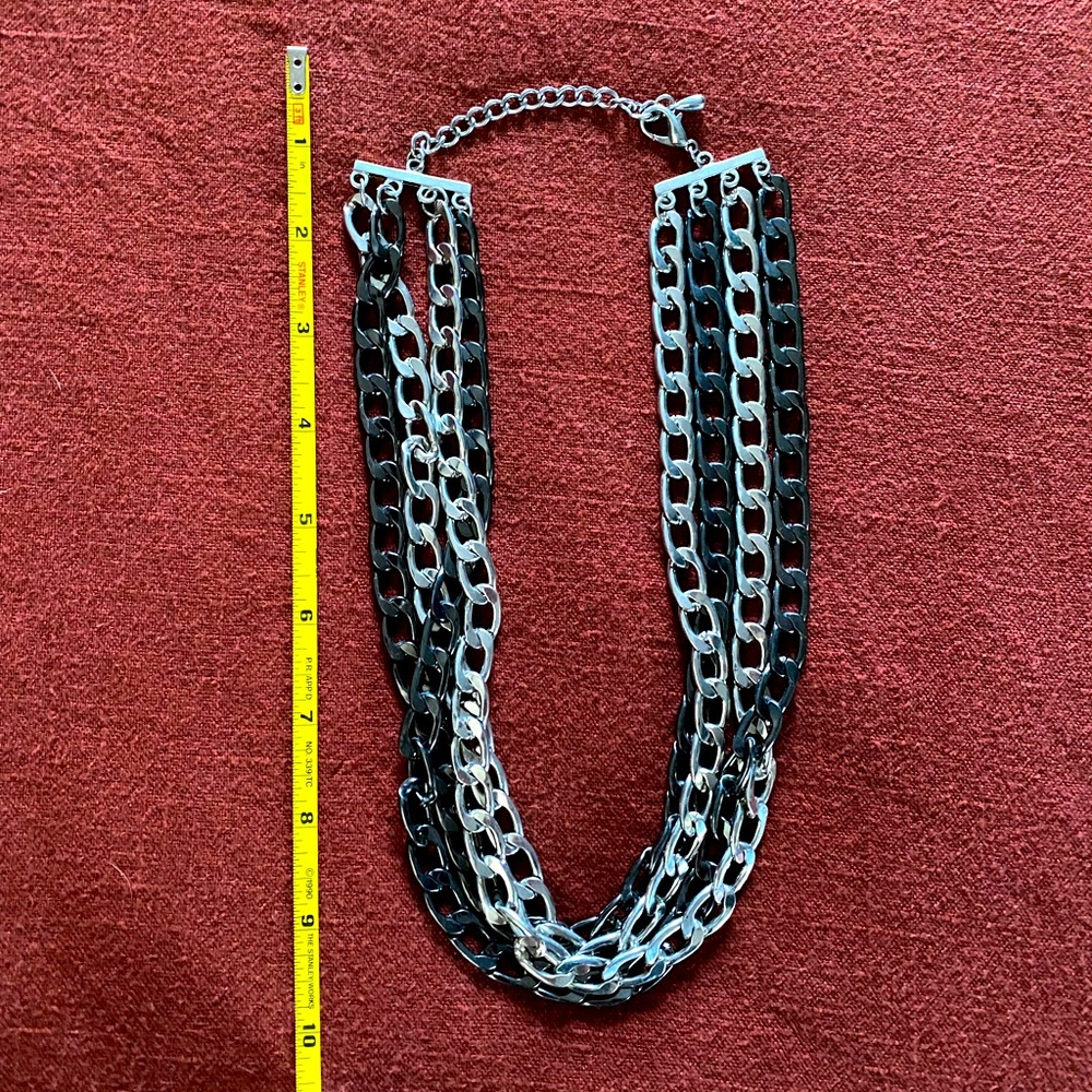 Multi Strand Statement Chain Necklace - image 2